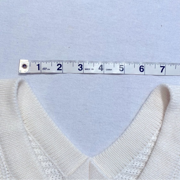 Fate Double V-Neck Lace Up Ribbed Knit White Sweater Size S - Picture 9 of 11